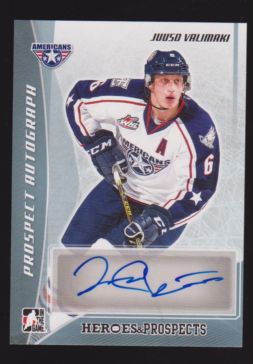 2016-17 Heroes & Prospects Autographs Platinum #2 J. Valimaki (image for) 2016-17 Heroes & Prospects Autographs Platinum #2 J. Valimaki